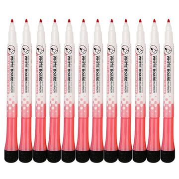 12-Pack Whiteboard Markers with Eraser - Red