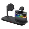 5-in-1 Magnetic Wireless Charging Station w. Alarm Clock Night Light - iPhone, AirPods, Apple Watch