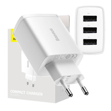 Baseus kompaktni brzi punjač CCXJ020102, 3x USB, 17W