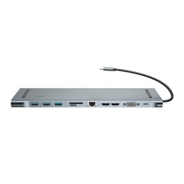 Baseus 11 u 1 HUB Serija Zadovoljstva USB Type-C Docking Stanica CATSX-G0G - Siva