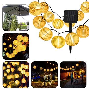 20 LED Solar Lantern Lamp IP65 Waterproof Decorative Hanging Light Strip for Outdoor Yard Festival - 5m