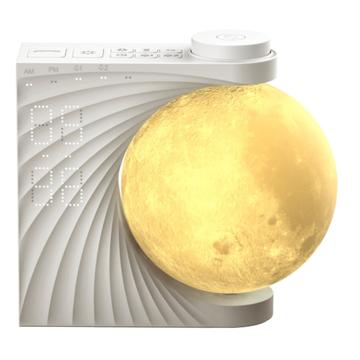 A320 Moon Night Light with White Noise, Dual Alarm, and Ambient Lighting - EU Plug - White