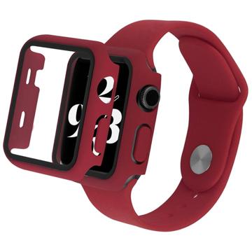 Apple Watch Series 7/8 Plastična Maska sa Zaštitnim Staklom - 45mm - Bordo