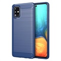 Samsung Galaxy A71 Brušena TPU Zaštitna Maska - Karbonska Vlakna - Plava