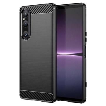 Sony Xperia 1 V Brušena TPU Zaštitna Maska - Karbonska Vlakna - Crna