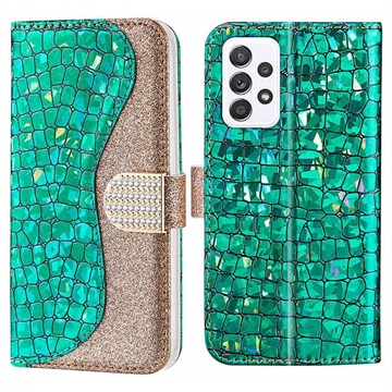 Croco Bling Series Samsung Galaxy A53 5G Futrola-Novčanik - Zelena