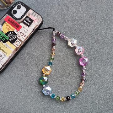 Crystal Beaded Phone Wrist Strap - 30cm - Colorful