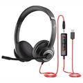 Eaglend EH01 USB & 3.5mm Wired Computer Headset with Noise-Cancelling Microphone - Black