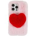 Plush Heart iPhone 14 Pro TPU Maska - Roze