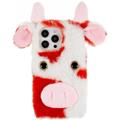 Fluffy Plush iPhone 14 Pro Hibridna Maska - Crvena Kravica