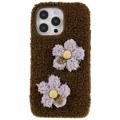 Fluffy Flower iPhone 14 Pro TPU Zaštitna Maska - Braon