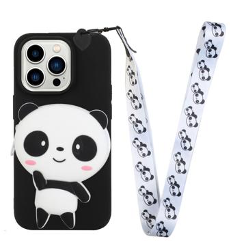 Cartoon Design iPhone 14 Pro Max TPU Maska sa Džepom na Raifišlus - Panda