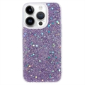 iPhone 15 Pro Max Glitter Flakes TPU Maska - Ljubičasta