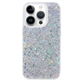 iPhone 15 Pro Max Glitter Flakes TPU Maska - Srebrna