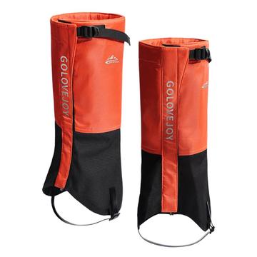 Golovejoy HX39 Waterproof Leg Gaiters - Plush Lining for Hiking, Climbing, and Skiing - L - Orange / Black