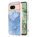 Google Pixel 8a Marble Pattern Galvanizirana IMD TPU Maska - Plava