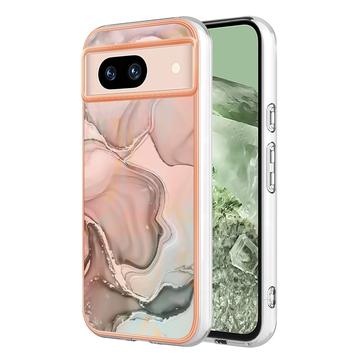 Google Pixel 8a Marble Pattern Galvanizirana IMD TPU Maska - Roza