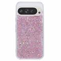 Google Pixel 9 Pro XL Glitter Flakes TPU Maska - Roze