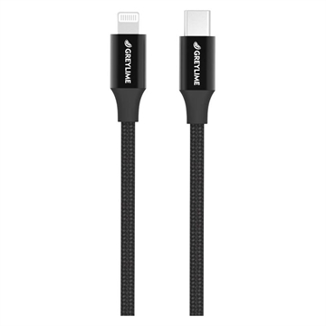 GreyLime 18W Pleteni USB-C / Lightning Kabl - MFi Standard - 1m - Crni