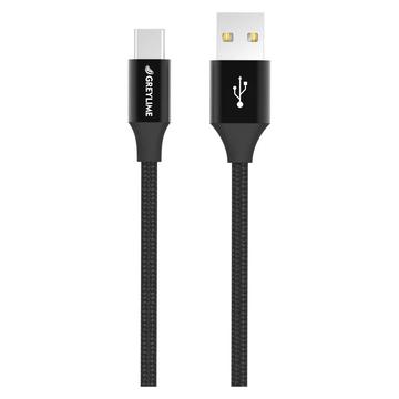 GreyLime Pleteni USB-A / USB-C Kabl - 1m - Crni