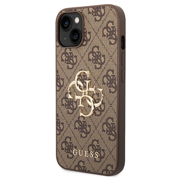 Guess 4G Big Metal Logo iPhone 14 Hibridna Maska - Braon