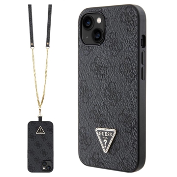 iPhone 15 Guess 4G Strass Triangle Metal Logo Maska sa Crossbody Kaišem