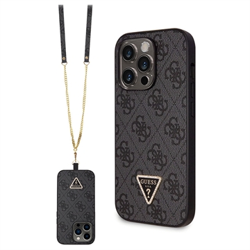 iPhone 15 Pro Max Guess 4G Strass Triangle Metal Logo Maska sa Crossbody Kaišem