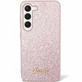 Samsung Galaxy S24 Guess Glitter Flakes Metal Logo Hibridna Maska - Roze