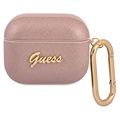 Guess Saffiano Script AirPods 3 Maska - Roze