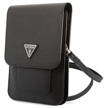 Guess Saffiano Triangle Logo Torbica za Pametni Telefon - Crna