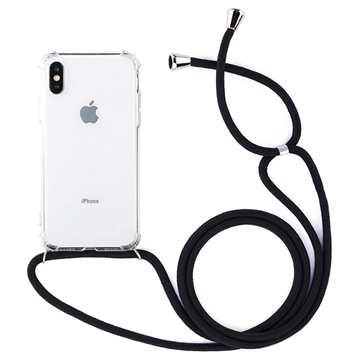 iPhone X/XS Hibridna Maska sa Trakom - Providna / Crna