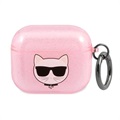 Karl Lagerfeld Glitter Choupette Head AirPods 3 TPU Maska - Roze