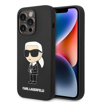 iPhone 15 Pro Max Karl Lagerfeld Ikonik Silikonska Maska - Crna