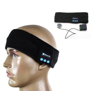 Knitted Bluetooth Headband for Sports, Hands-Free Calls - Black