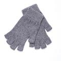 Knitted Soft Wool Fingerless Mittens - Grey