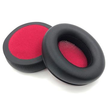 Leather Memory Foam Earpads for Focal Listen Chic Headphones - Replacement Cushions - Black / Red