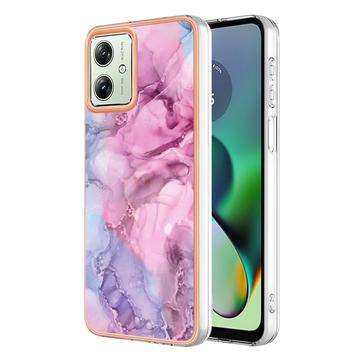 Motorola Moto G54 Marble Pattern Galvanizirana IMD TPU Futrola - Plava / Roze