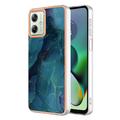 Motorola Moto G54 Marble Pattern Galvanizirana IMD TPU Maska - Zelena