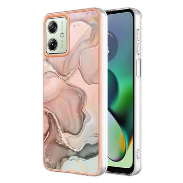 Motorola Moto G54 Marble Pattern Galvanizirana IMD TPU Maska - Roza