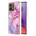 Motorola Moto G84 Marble Pattern Galvanizirana IMD TPU Futrola - Plava / Roze