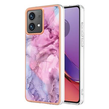 Motorola Moto G84 Marble Pattern Galvanizirana IMD TPU Futrola - Plava / Roze