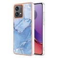 Motorola Moto G84 Marble Pattern Galvanizirana IMD TPU Maska - Plava