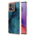 Motorola Moto G84 Marble Pattern Galvanizirana IMD TPU Maska - Zelena