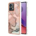 Motorola Moto G84 Marble Pattern Galvanizirana IMD TPU Maska - Roza