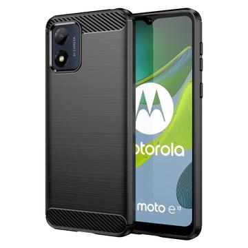 Motorola Moto E13 Brušena TPU Zaštitna Maska - Ugljenično Vlakno - Crna