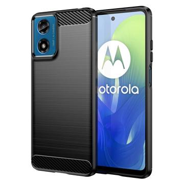 Motorola Moto G04/G24 Brušena TPU Zaštitna Maska - Ugljenično Vlakno - Crna