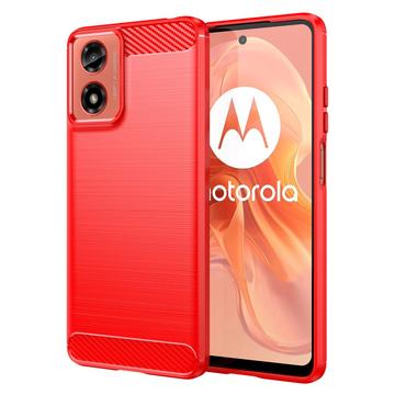 Motorola Moto G04/G24 Brušena TPU Zaštitna Maska - Ugljenično Vlakno - Crvena