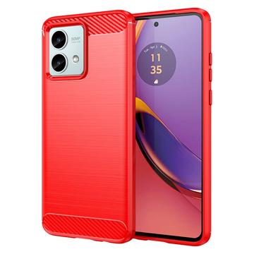 Motorola Moto G84 Brušena TPU Zaštitna Maska - Ugljenično Vlakno - Crvena