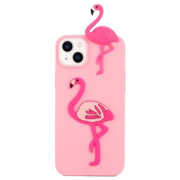 3D Cartoon iPhone 14 Plus TPU Maska - Flamingo