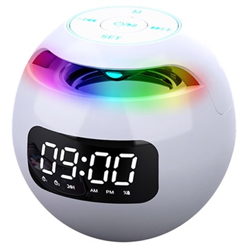 Portable Bluetooth Speaker with LED Alarm Clock (Open Box - Bulk Satisfactory) - White